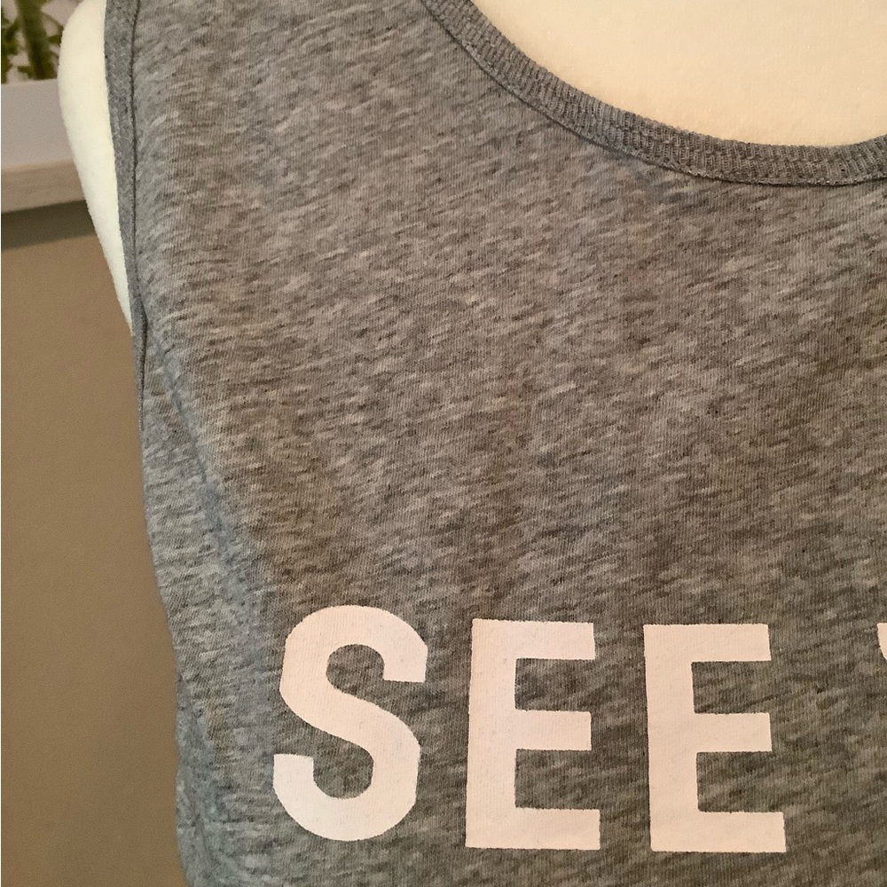 See You at the Pool Tank Too Grey Bando Sleeveless Muscle Top Grey NWT - Picture 4 of 7